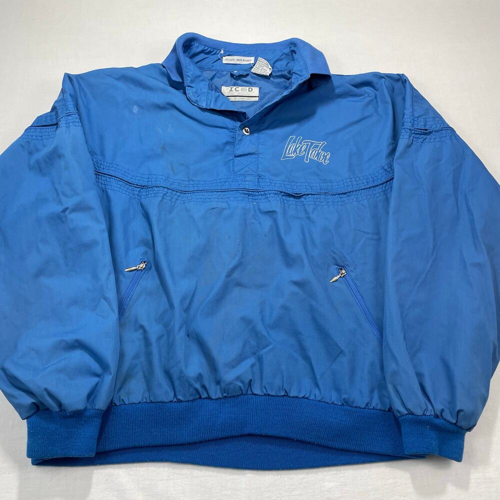 Vintage 90s Lake Tahoe Pull Over Jacket size M Blue ICED